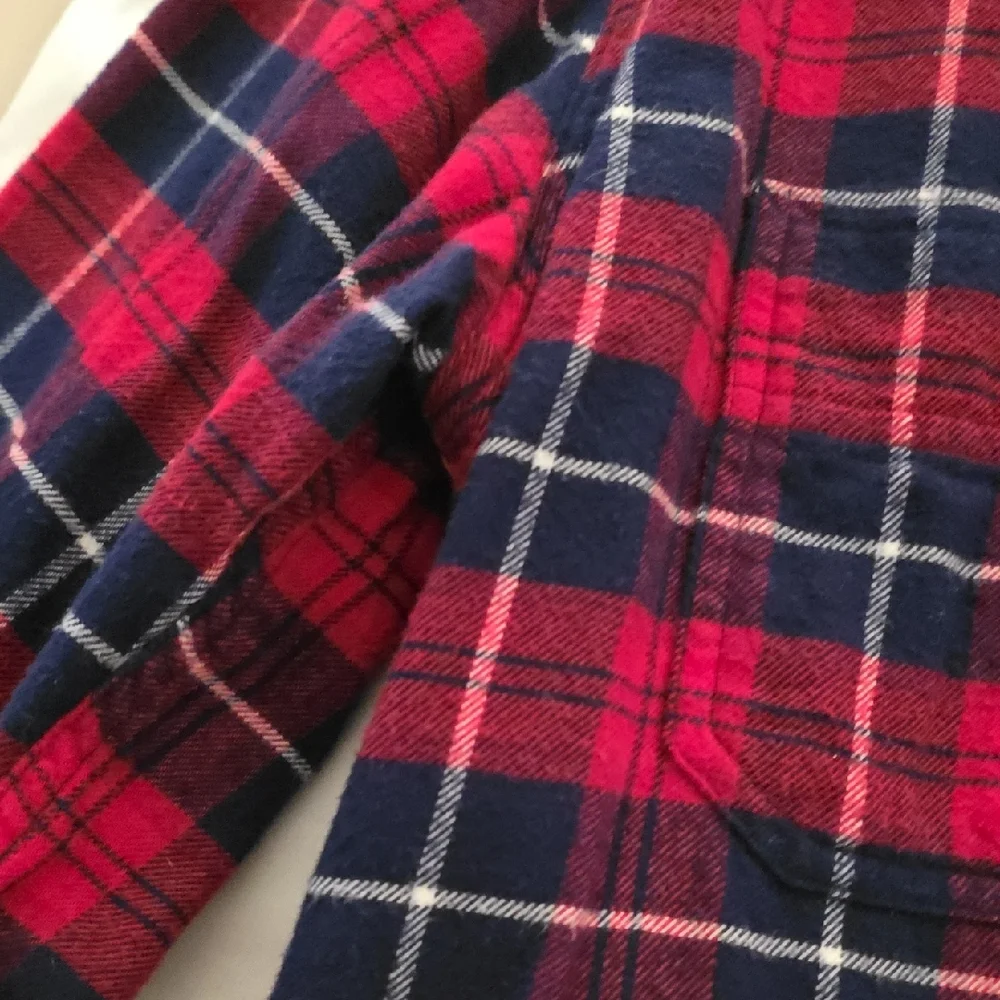J. Crew Red and Navy Plaid Flannel Shirt